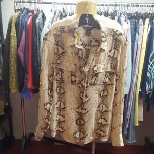 White House Black Market Snake Print Silk Blouse